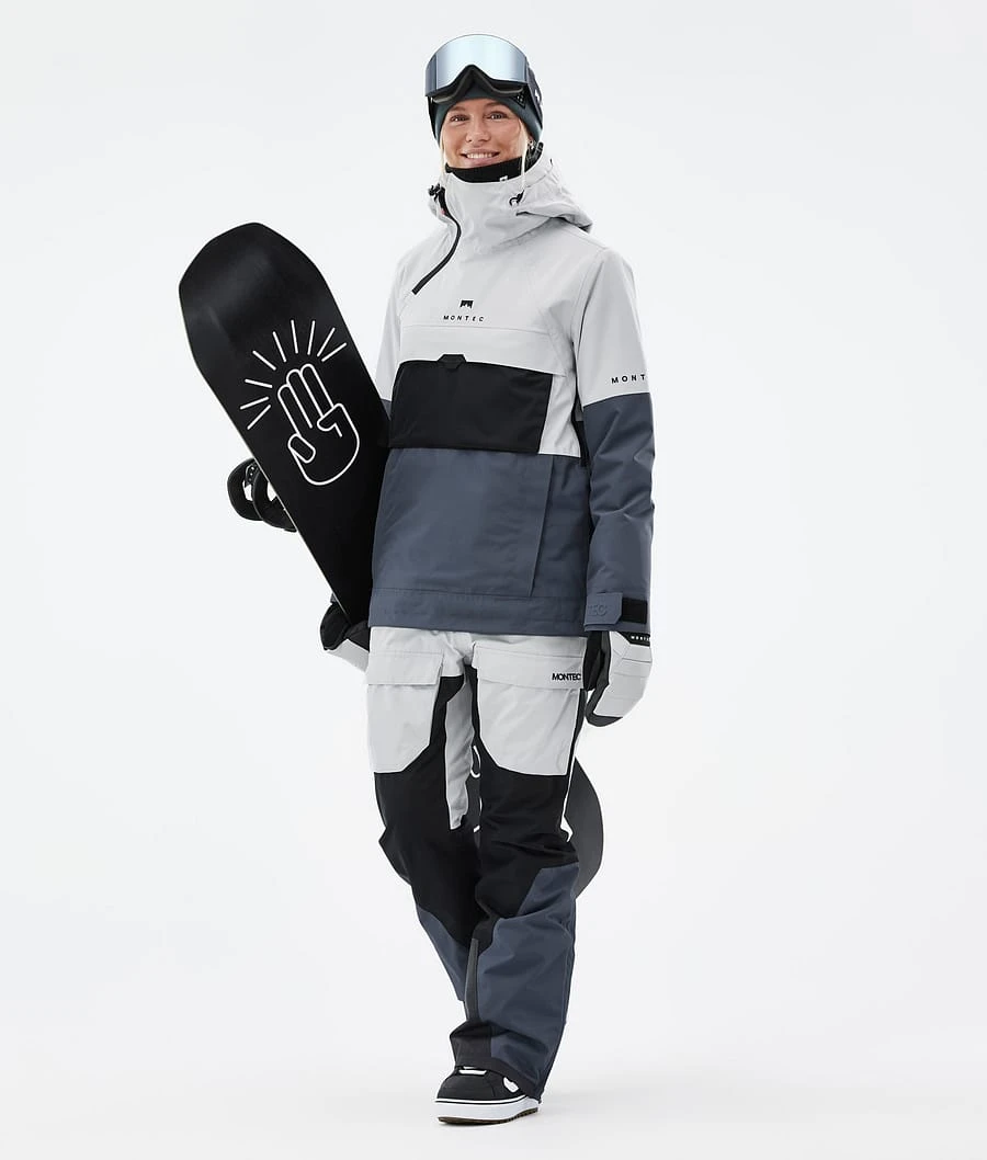Dune W Snowboard Jacket Women Light Grey/Black/Metal Blue - Image 4